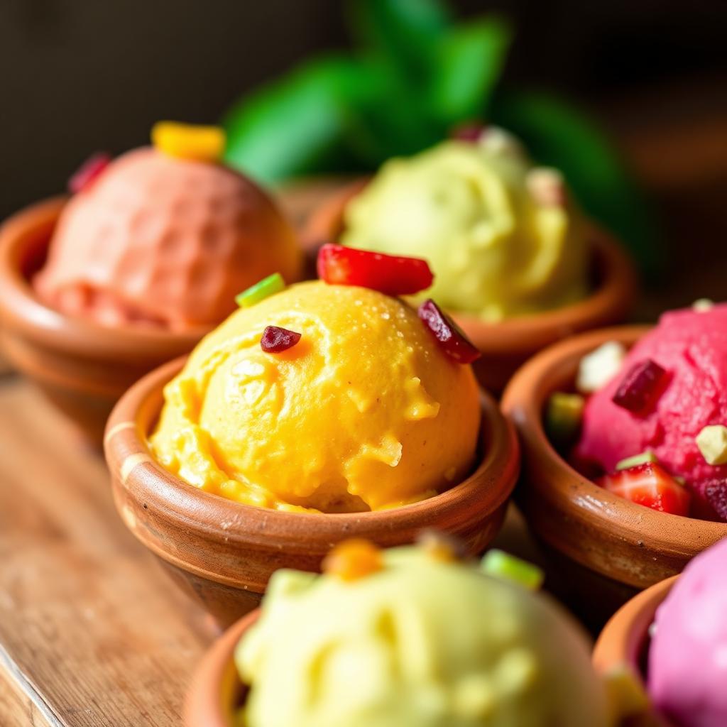 Colorful scoops of handmade Mexican ice cream